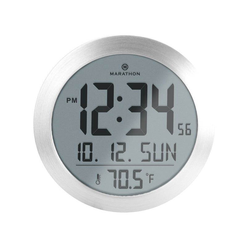 8 Inch Round Digital Wall Clock with Date & Indoor Temperature round-non-atomic-lcd-clock
