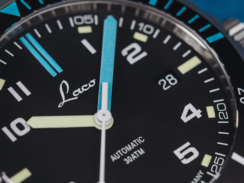 Laco Atlantik 39.MB Stainless Bracelet | Matte Black Dial