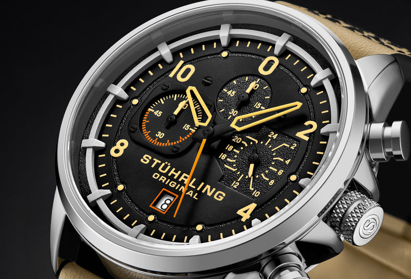 Aviator 929 Beige/Leather | Black Dial