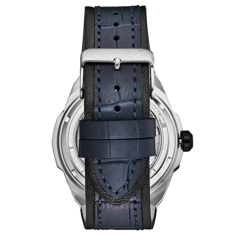 Dual Time Automatic Navigator 46mm Skeleton Blue/Leather | Blue Dial
