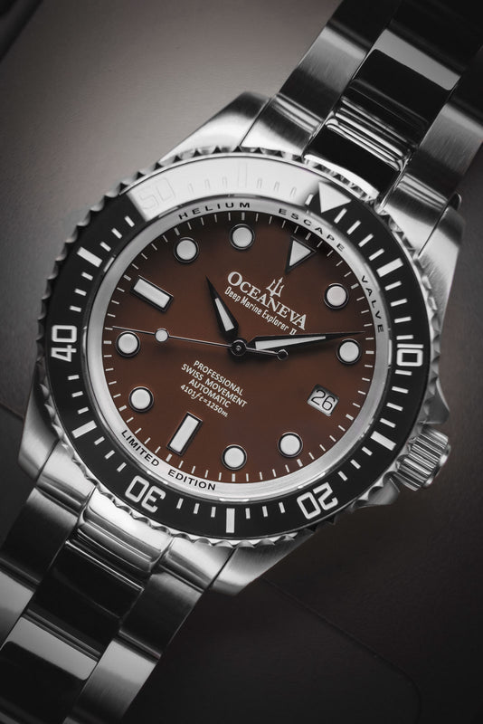 Deep Marine Explorer Swiss Automatic II Silver bezel | Brown Dial