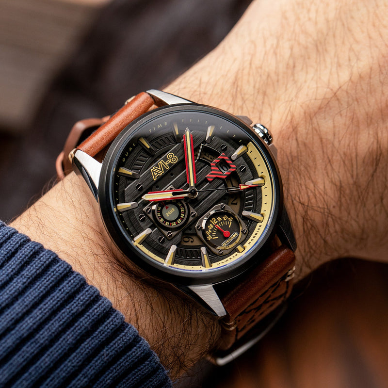 Hawker Harrier Farley Multifunction Black & Brown / Leather | Black Dial
