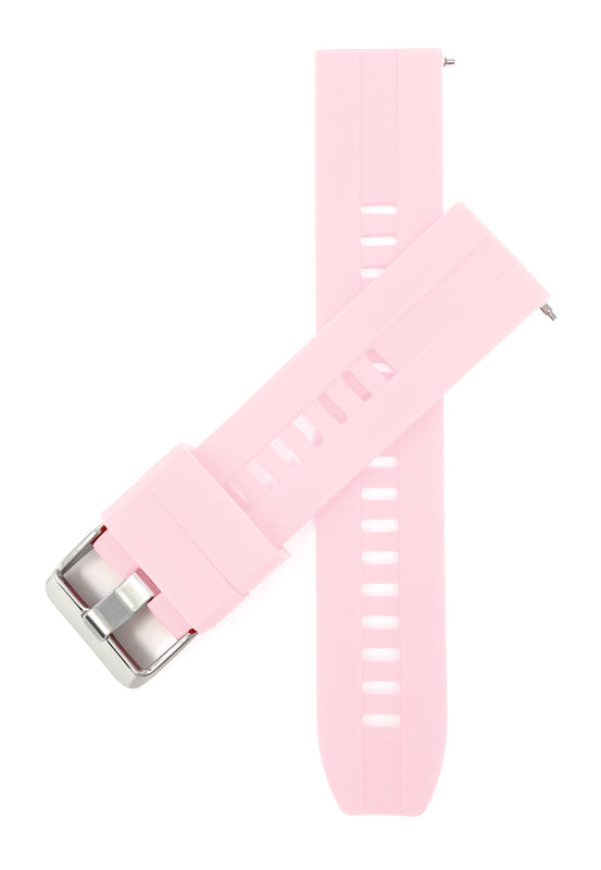 Bandini SIL.122 | Mens Quick Release Grooved Silicone Heavy Duty Sports Watch Band - 22mm / Pink 22mm / Pink |  Dial