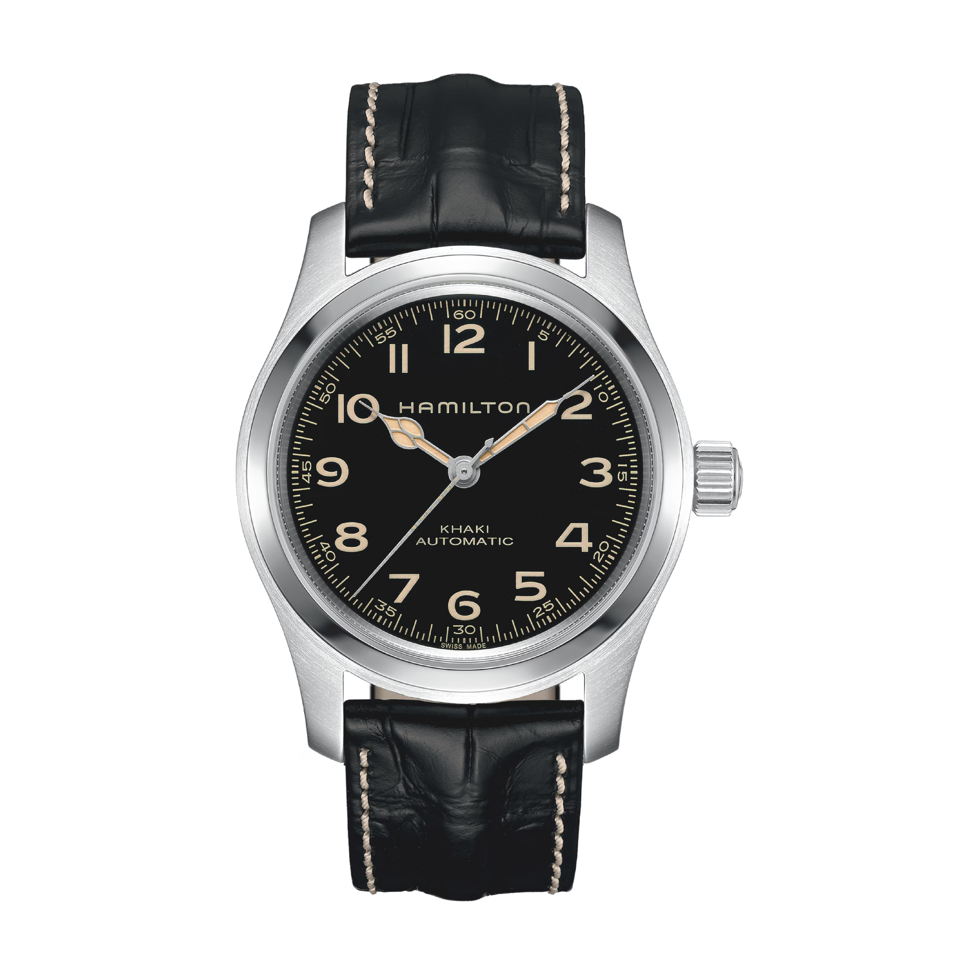Khaki Field Black / Leather Black Dial