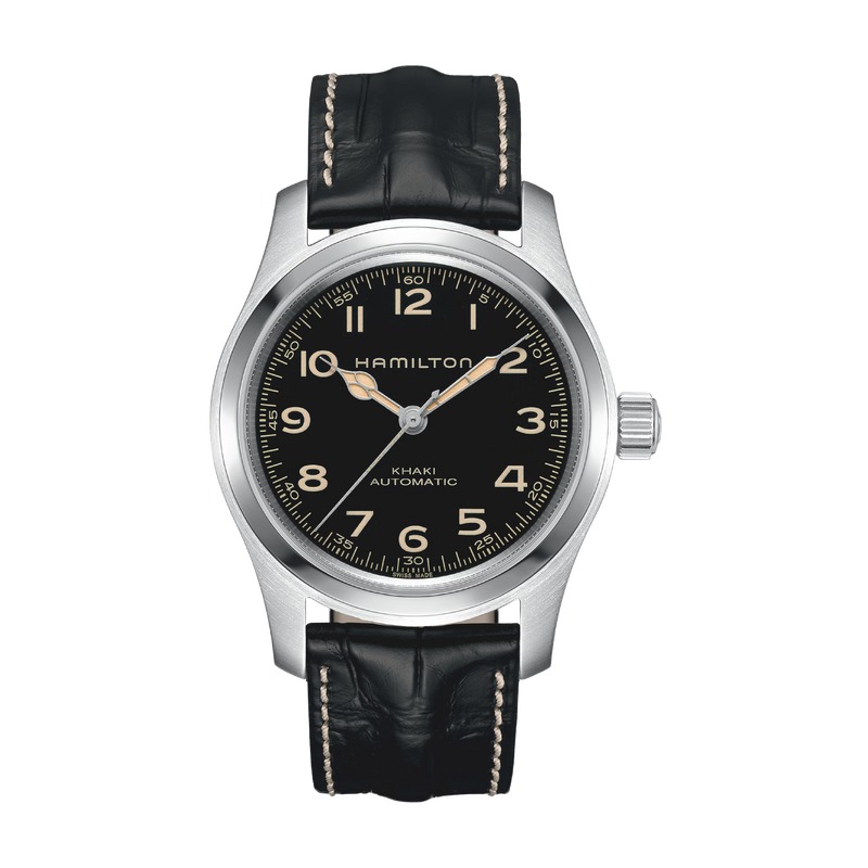 Khaki Field Black / Leather Black Dial
