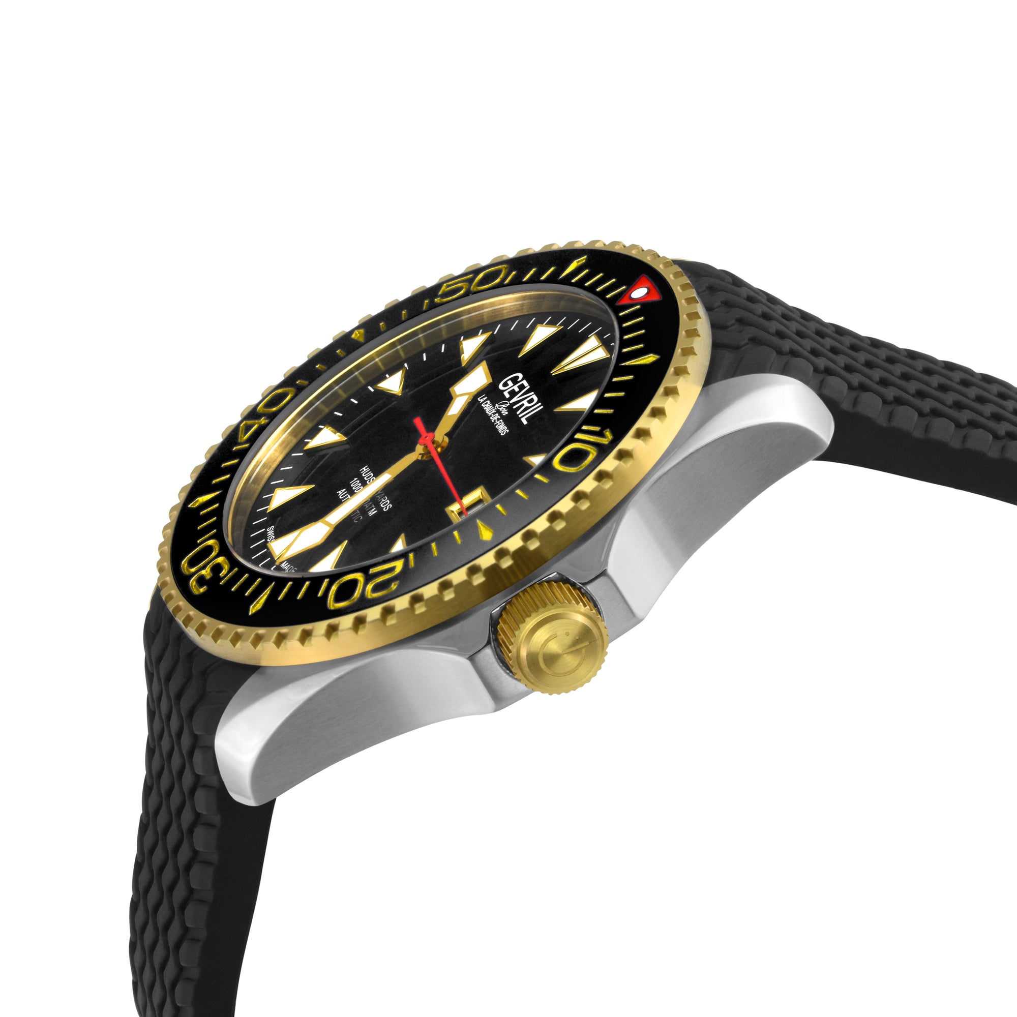 Hudson Yards  -  Rubber Swiss Made SW200 ceramic rotating bezel helium valve, Blue Rubber Blue Dial