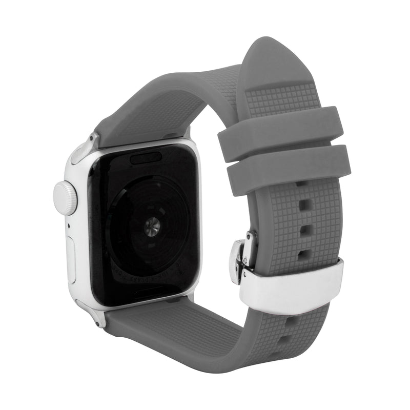 Silicone Adjustable Deployment Band  for Apple Watch Series 8/7/6/5/4/3/2/1/SE Grey (38mm | 40mm | 41mm) |  Dial