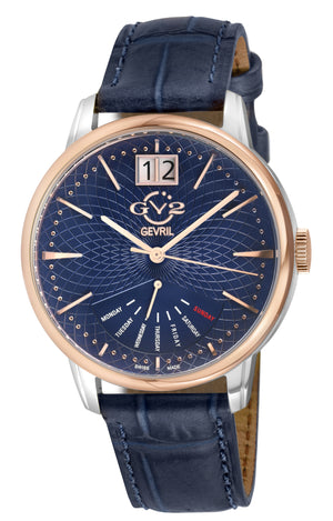 Rovescio Swiss Multifunction Big Date IPYG/White ,Brown Handmade Leather | Blue Dial