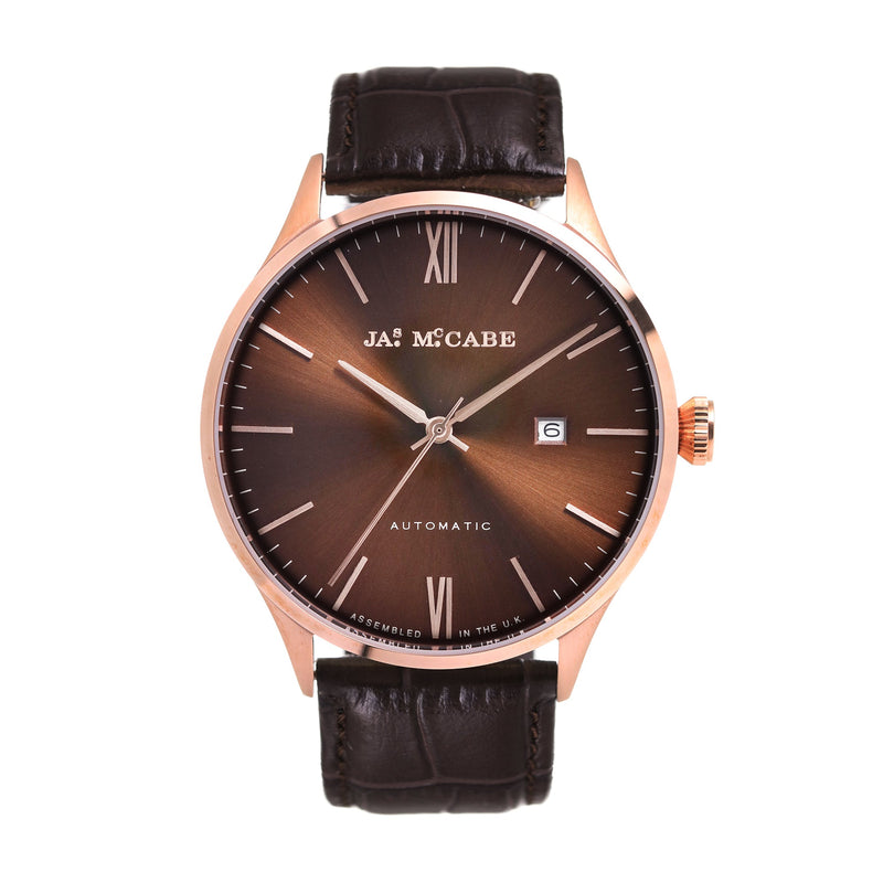 James McCabe London Automatic Watch Brown / Leather | Brown Dial