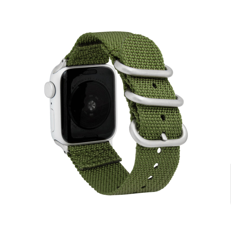 2 Piece Nylon Zulu Band  for Apple Watch Series 8/7/6/5/4/3/2/1/SE Army Green (38mm | 40mm | 41mm) |  Dial
