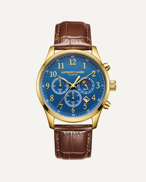 Moonphase Chronograph Blue/Brown Leather