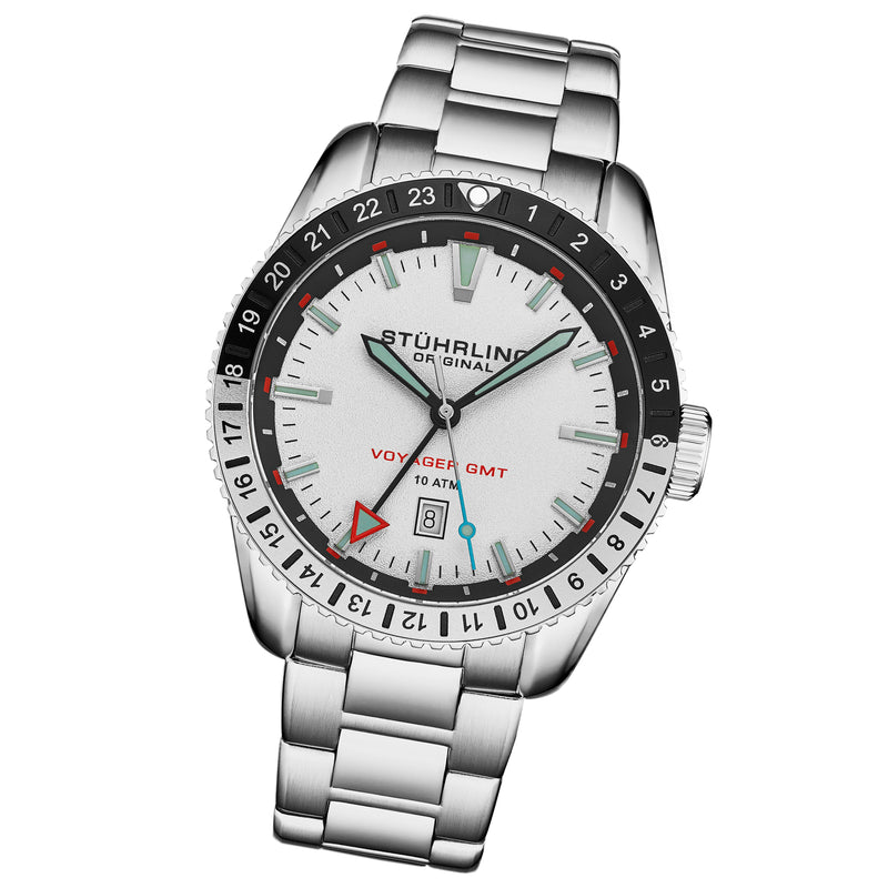 Voyager GMT 4017.3 Quartz GMT 42mm Diver Silver/Stainless Steel | White Dial
