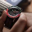 Fano Retrograde Green & Red / Nylon Strap | Black Dial