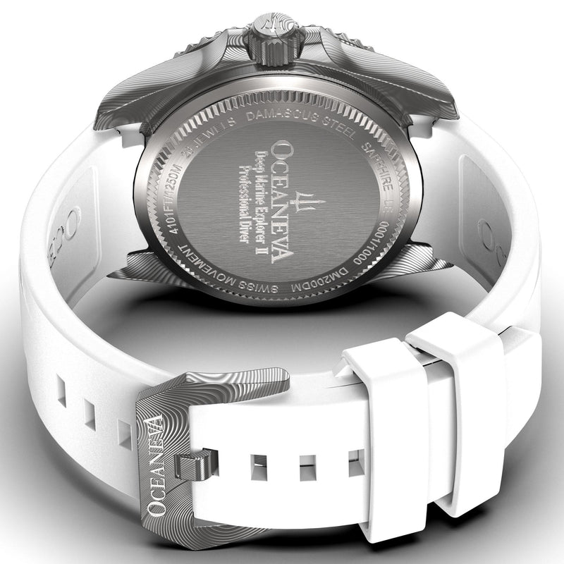 Oceaneva Damascus Swiss Automatic SW200 Deep Marine Explorer II (Damascus/White Dial)