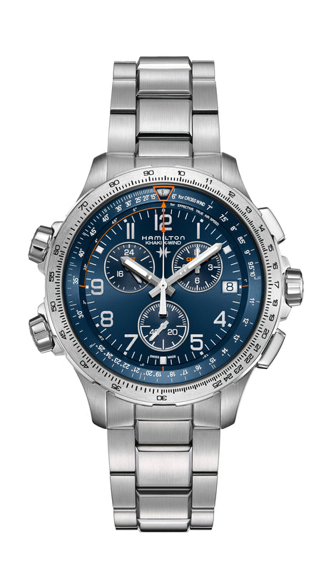 Khaki Aviation X-Wind GMT Chrono Quartz Silver-tone