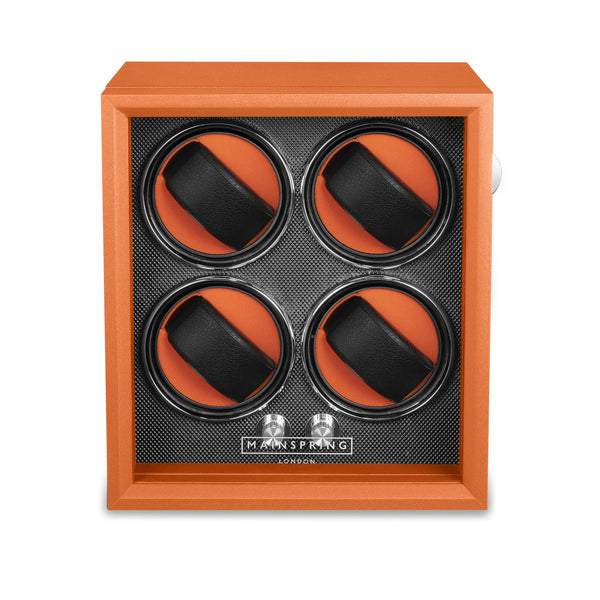 Mainspring Oxford Guardian 4-Slot Watch Winder - Orange