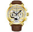 Monaco Brown/Leather/White Dial/Gold Case | White Dial