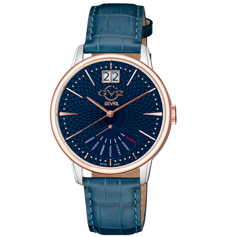 Rovescio Swiss Made Multifunction Big Date Silver/Blue,Blue band | Blue Dial