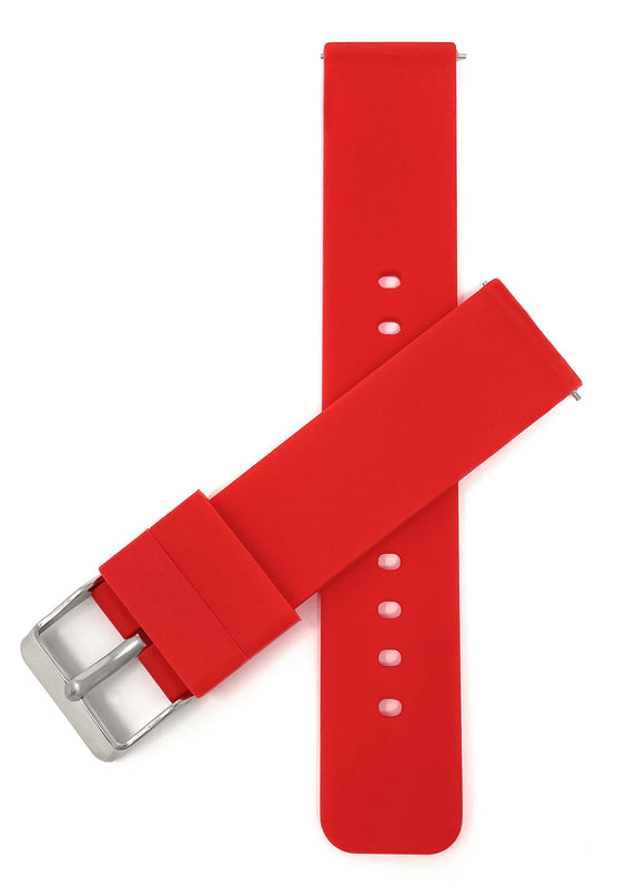 SIL.100 | Quick Release Slim Soft Rubber Silicone Watch Band - 22mm, Red 22mm / Red |  Dial