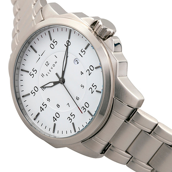 Hughes Watch w/ Date Silver/White | White Dial