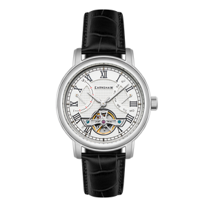 Heritage Longcase Double Retrograde Calendar Open Heart Automatic White / Genuine Leather Strap | White Dial