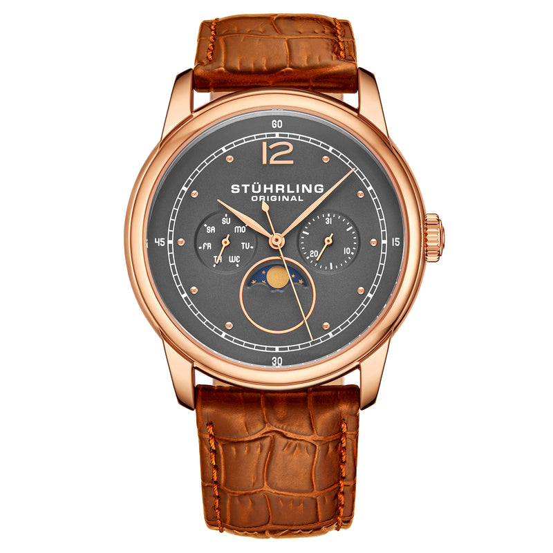Symphony Light Brown/Leather/Gun Metal Grey Dial/Rose Case | Dark Grey Dial