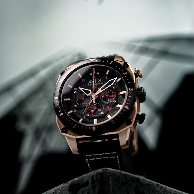 ATLAS DUAL TIME CHRONOGRAPH BLACK / LEATHER | Black Dial