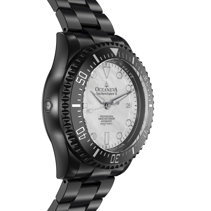 Deep Marine Explorer III Black Stainless bezel | White Dial Watch