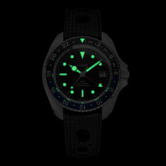 Diver GMT 200M Automatic Diving Watch - Blue & Black | Black Dial