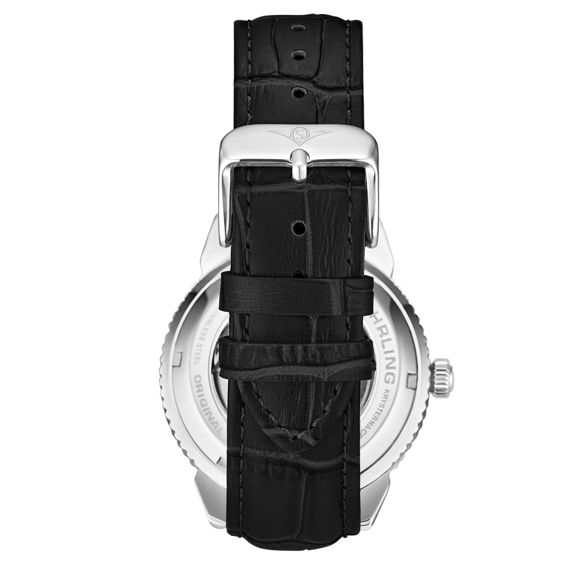 Legacy 3983 Silver case/Leather strap/ Brass Dial | Black Dial