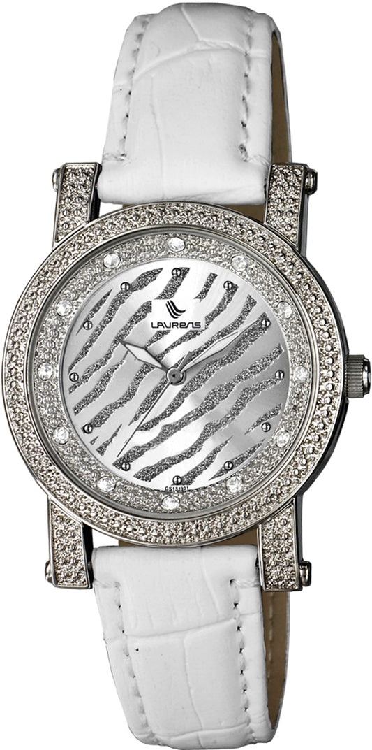Silver/Gray Silver/Gray, White  Leather | Silver Dial
