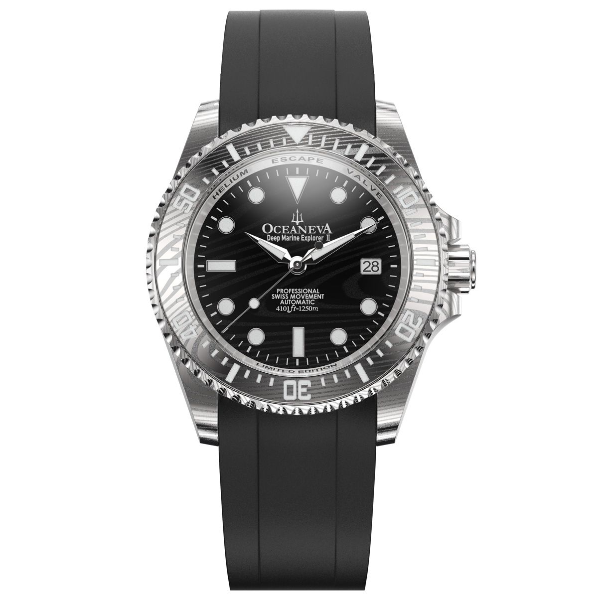 Damascus Steel Deep Marine Explorer II | Black Dial – Watch Gang