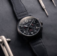 Spitfire Chronograph Black / Black  / Leather | Black Dial