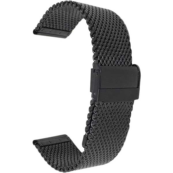 MCX13 | Black 24mm Mens Stainless Steel Thick Mesh Band, Adjustable Length Metal Watch Strap 24mm / Black |  Dial