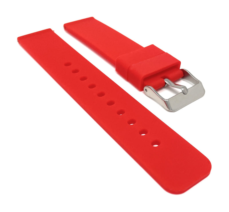 SIL.100 | Quick Release Slim Soft Rubber Silicone Watch Band - 22mm, Red 22mm / Red |  Dial