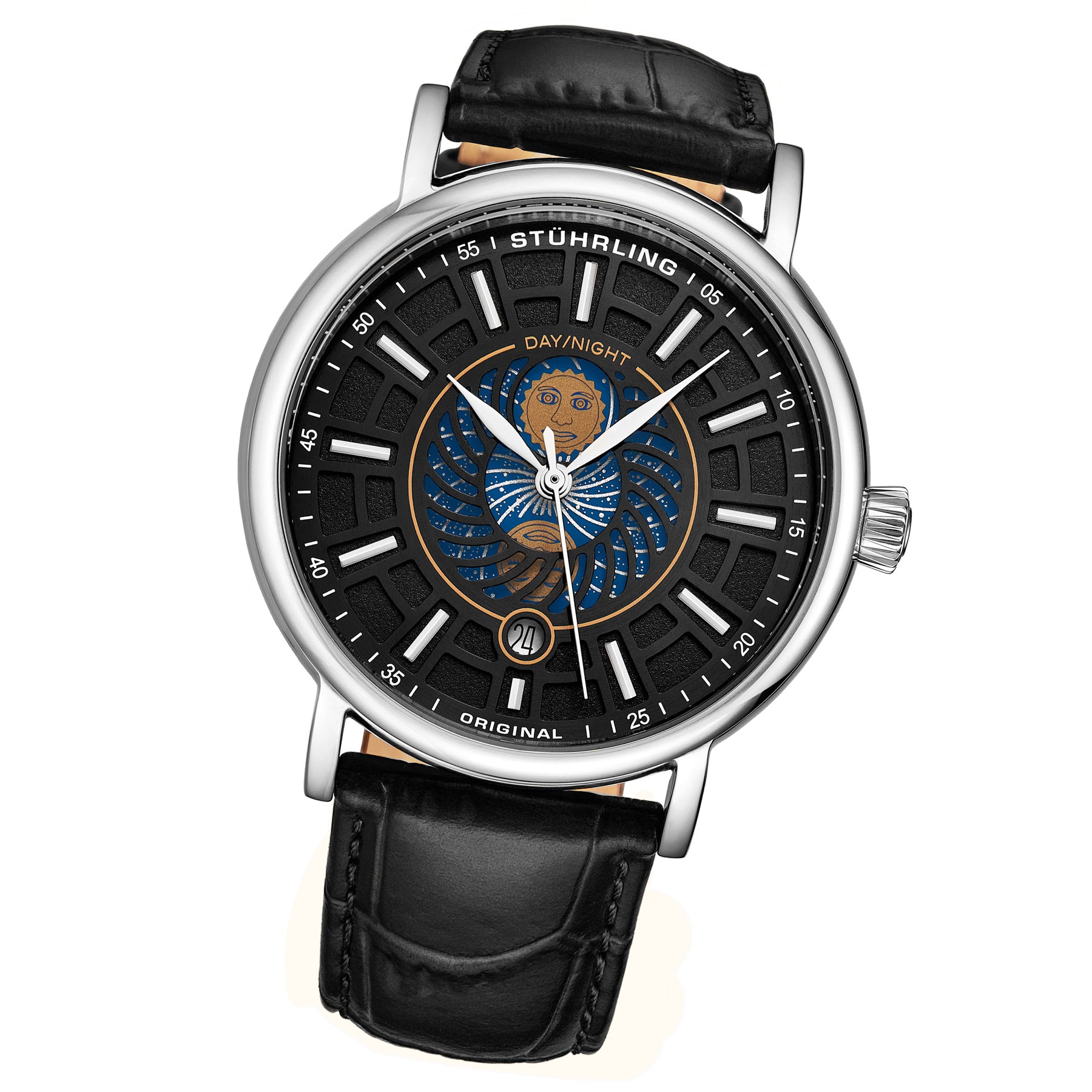 Symphony 899 Silver case/Leather strap/ Brass Dial | Black Dial