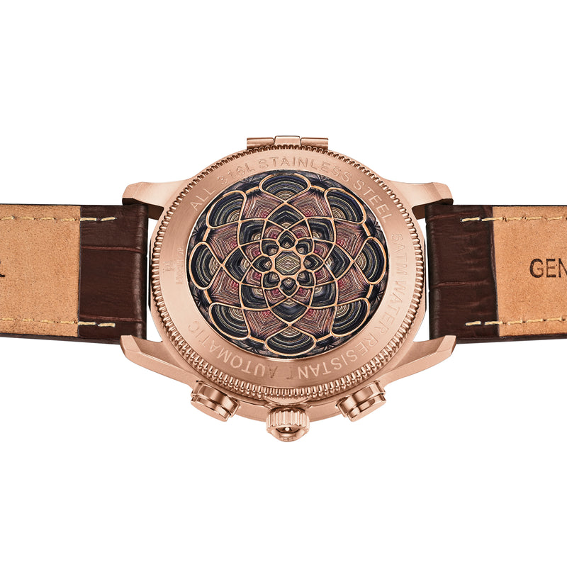 Apostle Custom Enamel Dial Watch Brown/Rose Gold | Multi-colored Dial