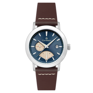 Cortebert Rodez Retrograde Dual Time Blue / Genuine Leather | Blue Dial
