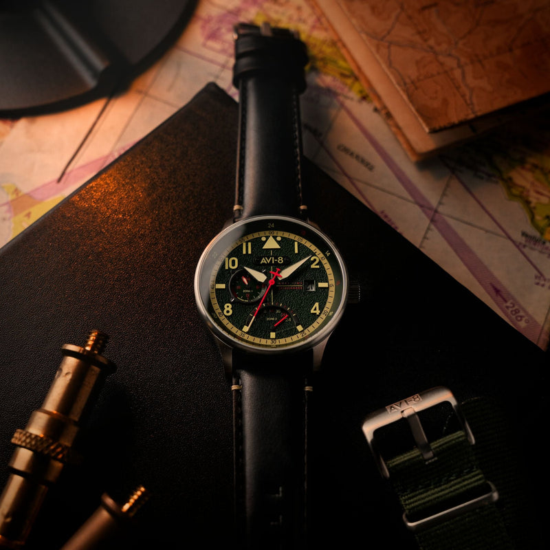 Mckellar Dual Time Green / Leather | Green Dial