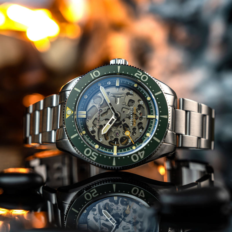 Croft 42 Skeleton Automatic Green / Stainless Steel | Black Dial