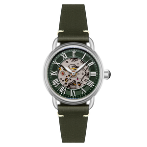 Heritage Investigator 40 Skeleton Green Dial / Green Leather Strap