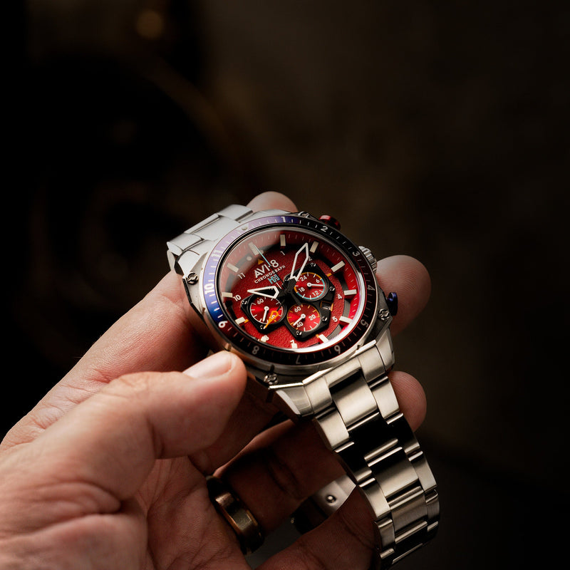 ATLAS DUAL TIME CHRONOGRAPH RED / STAINLESS STEEL | Red Dial