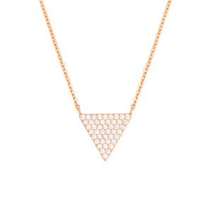 Elegant Confetti Women's 18K Rose Gold Plated CZ Simulated Diamond Pave Triangle Pendant Necklace 18k Rose Gold