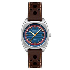 Buxton Automatic Blue/ Brown Leather | Blue Dial