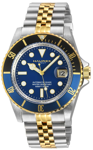 Eterno SS/IPYG Case, Black/Blue Bezel, Blue Dial,  SS/IPYG Two toned Stainless Steel Bracelet | Blue Dial