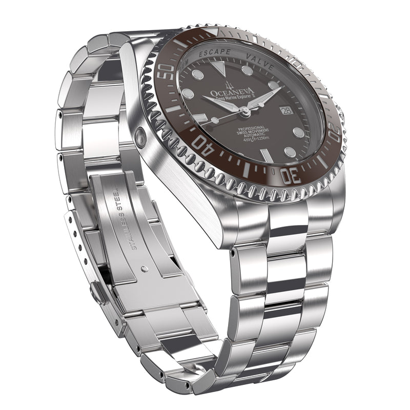 Deep Marine Explorer Swiss Automatic II Silver bezel | Brown Dial