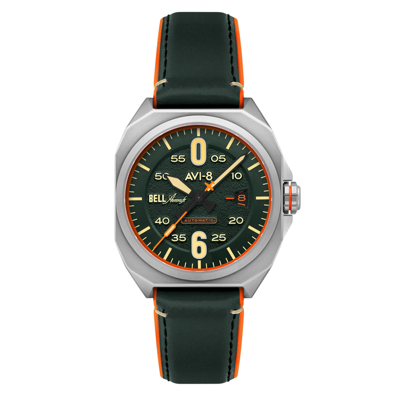 Bell X-1 Machbuster Automatic Green / Green Hybrid leather and rubber strap | Green Dial