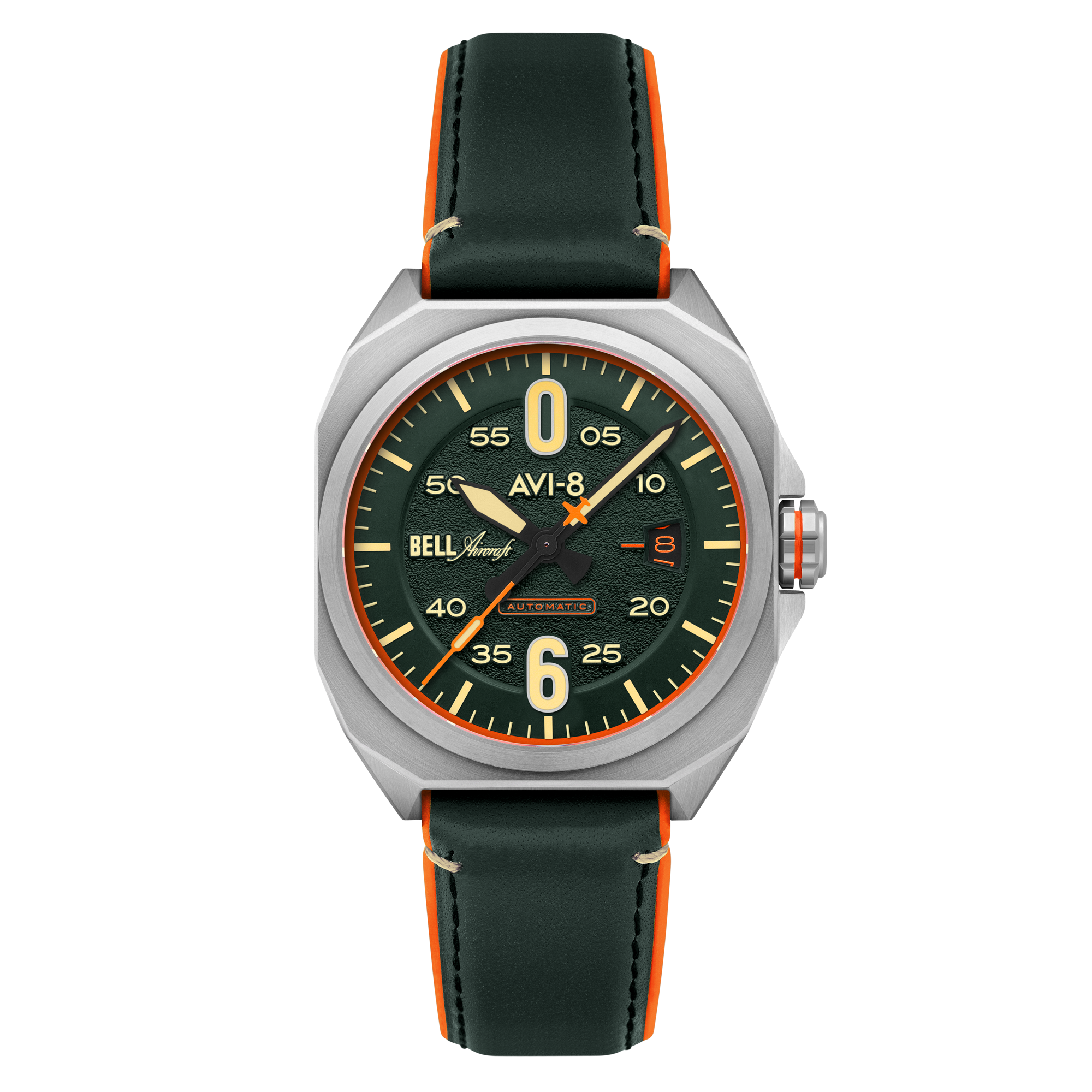 Bell X-1 Machbuster Automatic Green / Green Hybrid leather and rubber strap | Green Dial