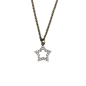 Elegant Confetti Women's 18K Black Gold Plated CZ Simulated Diamond Star Pendant Necklace 18k Black Gold