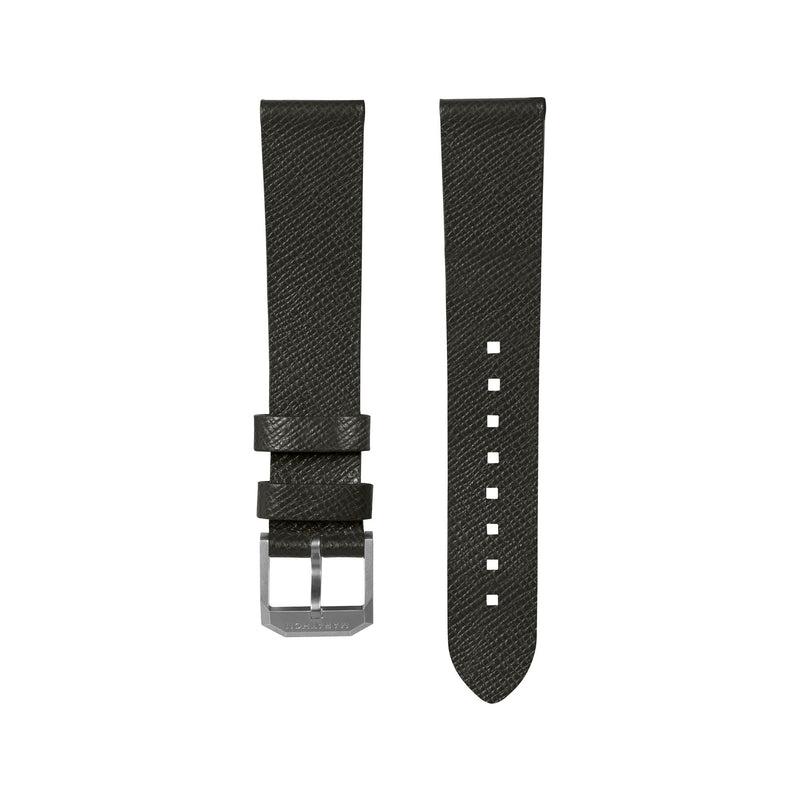 STRAP, 20mm, ITALIAN LEATHER, CROSS HATCH, STEEL BUCKLE, MOSS GREEN, XL ITALIAN LEATHER, CROSS HATCH